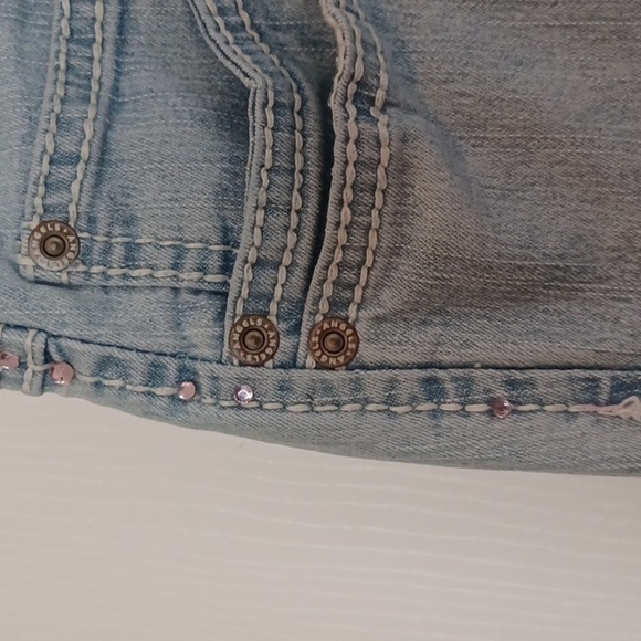 🏍Women's Light Blue Jeans With Pink Decor - Picture 6 of 16